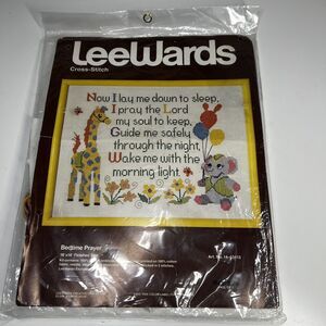 NEW Vintage LeeWards Cross Stitch Kit Bedtime Prayer 18x14 14-63413